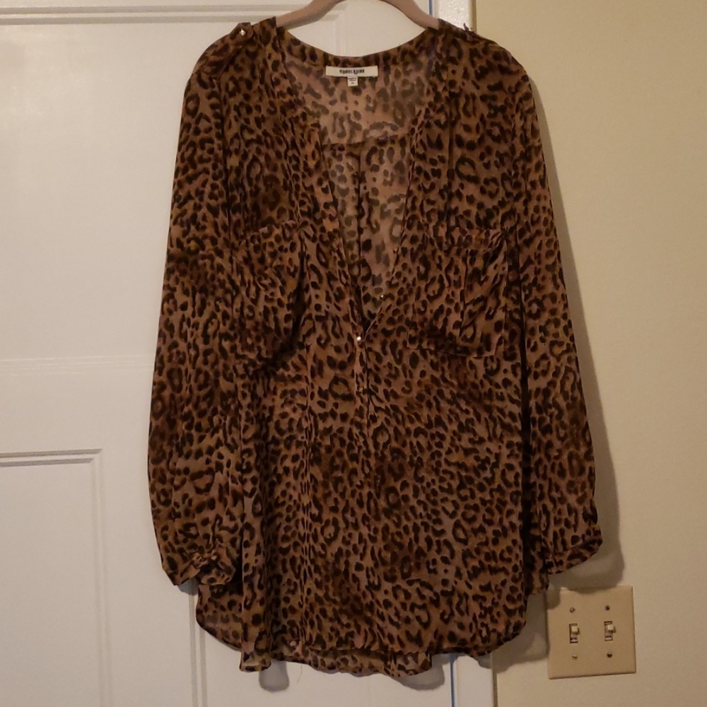Cheetah Print Long Sleeve Blouse